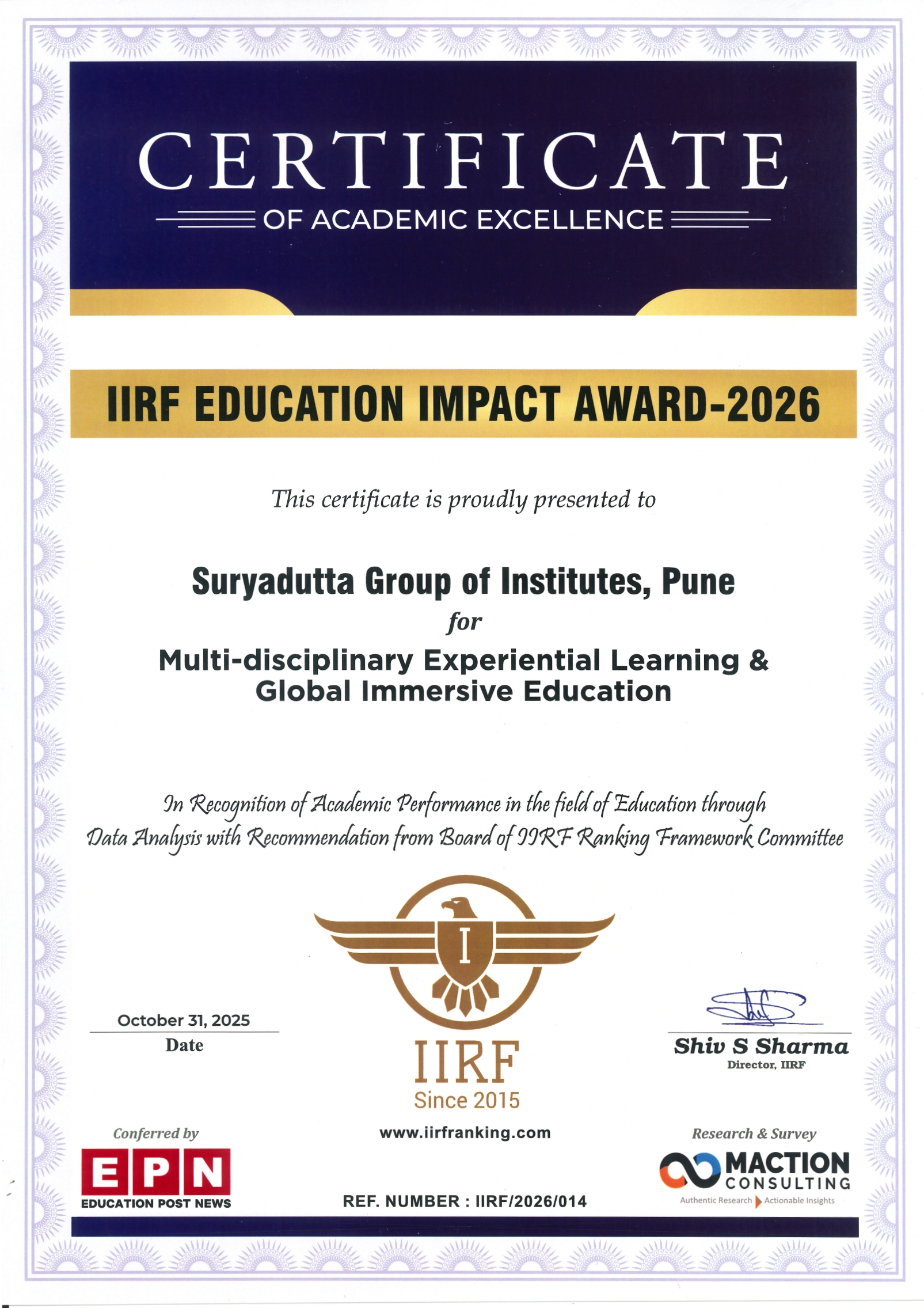 IIRF Education Impact Award 2026 - SGI - Multi Disciplinary Experiential Learning & Global Immersive Education_page-0001