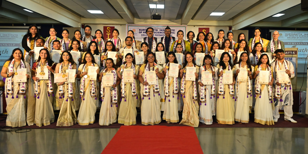 Pioneer BPT graduates of Suryadatta Institute of Health Sciences celebrating their achievement.